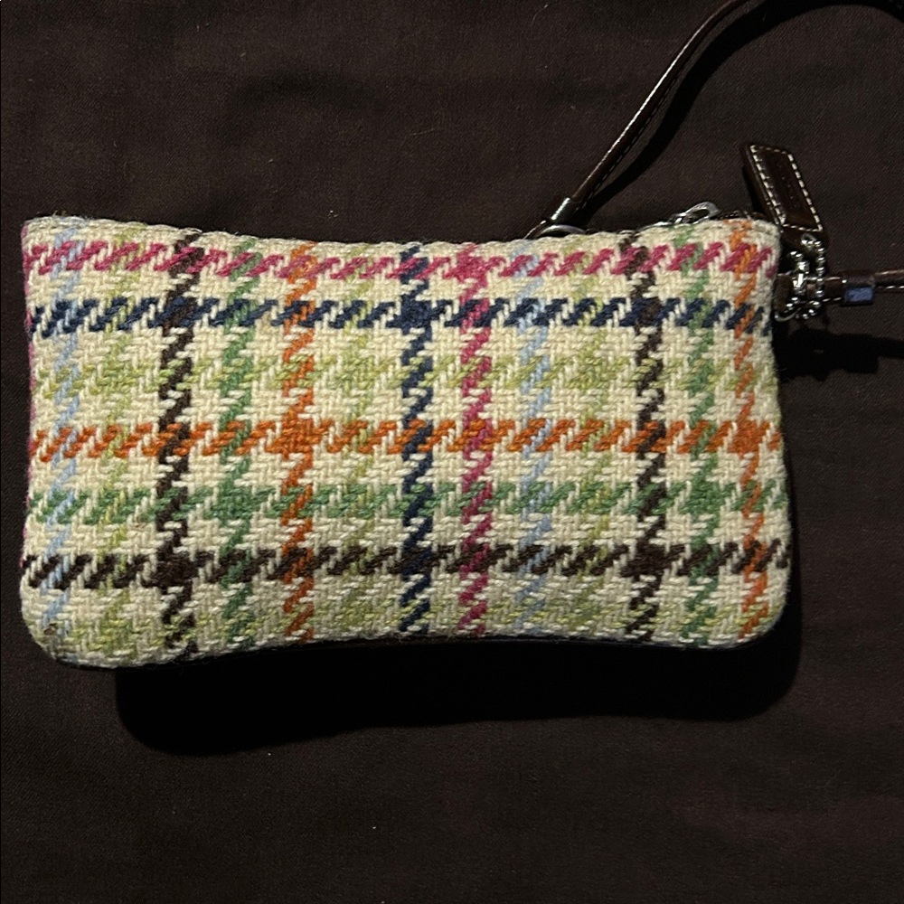 Coach Y2K Heritage Tattersall Wool Mini Bag or Wristlet in EUC - Picture 2 of 12